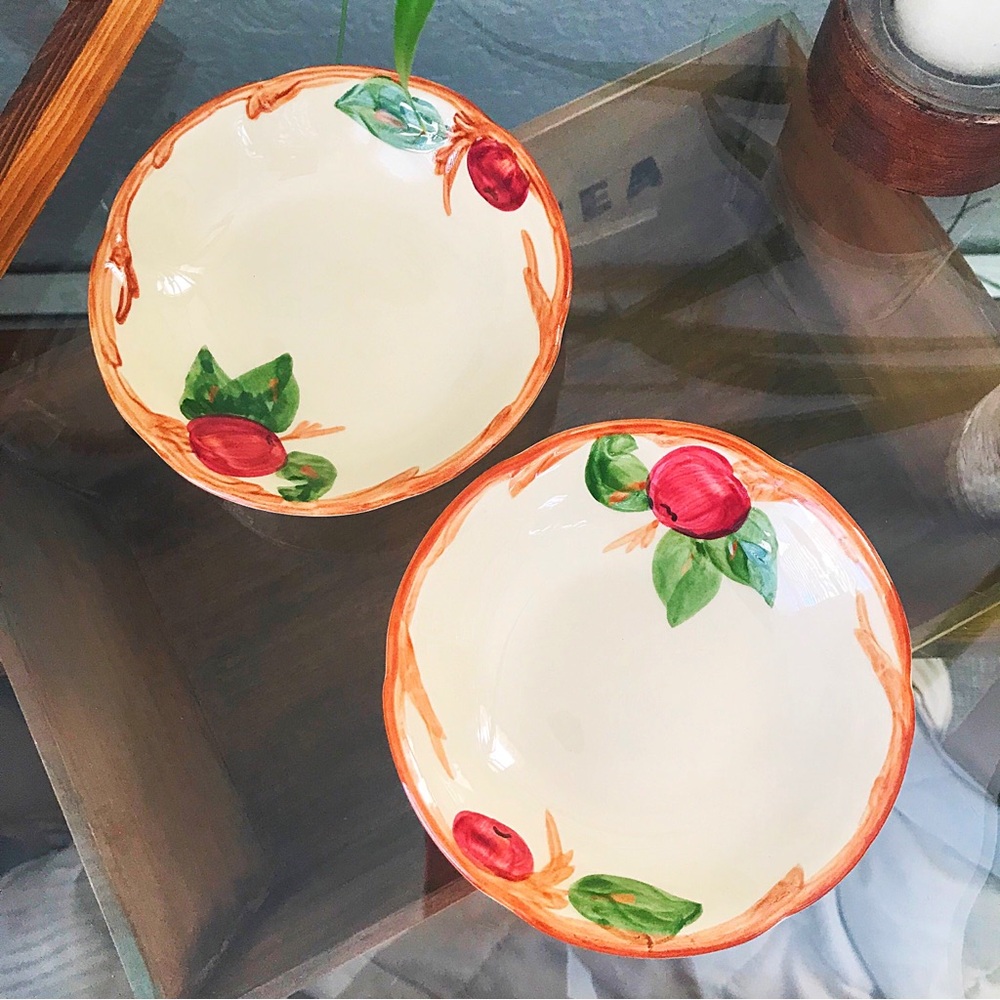 Franciscan Apple Small Fruit Dish or Mini Dessert Bowl Set of 2, Vintage MCM